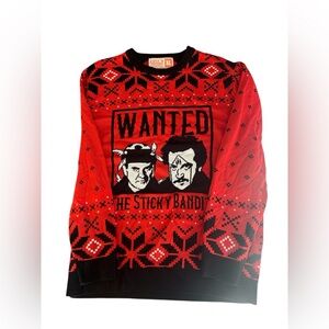 Ugly Christmas Sweater - Red Wanted Bandit Design - Home Alone XL